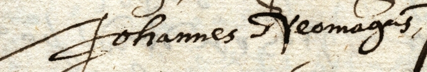 Handtekening van Johannes Neomagus uit Millingen