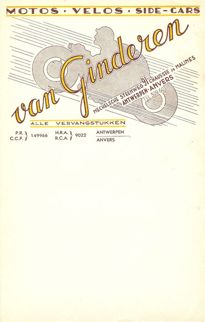 Het fraaie vooroorlogse briefpapier van Jos van Ginderen.