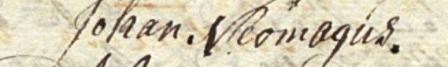 Handtekening van Johannes, 1742