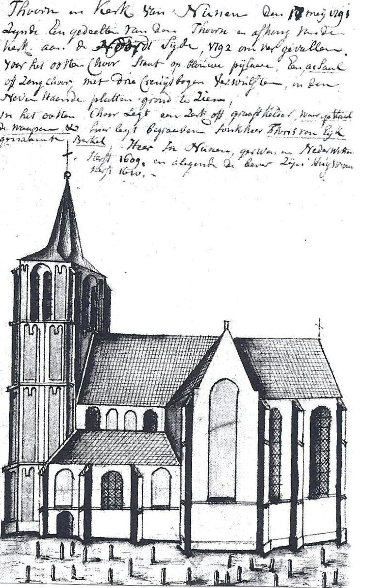 De kerk van Nuenen in 1791.