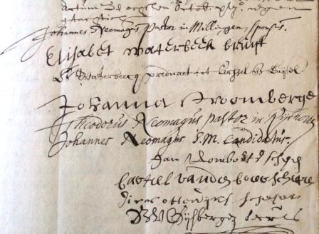 De handtekeningen onder de vervolgakte van 8 oktober 1689